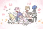  &gt;_&lt; 1other 25-ji_kaito 25-ji_len 25-ji_luka 25-ji_meiko 25-ji_miku 25-ji_nightcord_de._(project_sekai) 25-ji_rin 2boys 6+girls :t akiyama_mizuki arm_at_side asahina_mafuyu black_hair black_shorts blank_eyes blonde_hair blue_cardigan blue_dress blue_hair bow brown_hair cardigan closed_eyes closed_mouth dress everyone facing_viewer full_body grey_bow grey_hair grey_jacket grey_shirt hair_between_eyes hair_bow hair_ribbon hairband hand_on_own_hip hatsune_miku highres jacket kagamine_len kagamine_rin kaito_(vocaloid) lap_pillow long_bangs long_hair long_sleeves looking_to_the_side lying megurine_luka meiko_(vocaloid) multiple_boys multiple_girls o_o on_side one_eye_closed painting_(medium) parted_bangs pink_hair ponytail project_sekai purple_hair raised_eyebrows ribbon sa-fu_(sfmk39) seiza shinonome_ena shirt short_hair shorts side_ponytail sidelocks sitting sleeping smile standing sweatdrop traditional_media watercolor_(medium) watermark white_shirt yoisaki_kanade 