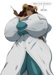  anthro big_breasts bovid breasts brown_hair caprine cleavage clothed clothing female hair huge_breasts jludragoon mammal mature_female severa_tettona simple_background solo thick_thighs white_background 
