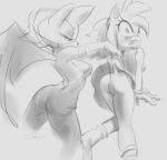  amy_rose anthro assisted_exposure bat butt corkbrainx duo embarrassed eulipotyphlan female female/female genitals hedgehog humanoid mammal pussy rouge_the_bat sega sketch sonic_the_hedgehog_(series) wedgie 