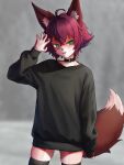  3:4 absurd_res anthro canid canine clothing collar ears_up fox girly hi_res hoodie legwear male male/male mammal paws shomi_(shomo) shomo solo stockings sweater tail topwear 