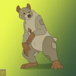  1:1 ambiguous_gender animate_inanimate anthro bear black_nose foxenawolf gradient_background mammal simple_background stitch_(sewing) 