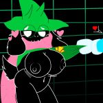  &lt;3 ambiguous_gender anthro big_breasts black_body blush bovid breasts caprine clothed clothing clothing_lift crossgender darkner deltarune duo exposed_breasts eyewear fangs glasses goat hat headgear headwear hi_res horn human kris_(deltarune) looking_away male mammal navel nipples ralsei robe scarf sincitadel smile teeth undertale_(series) 