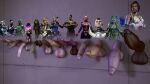  animal_penis blue_hair cassie_cage comparison d&#039;vorah erection futanari green_hair highres horse_penis huge_penis jacqui_briggs jade_(mortal_kombat) kitana large_penis mileena mortal_kombat_(series) multiple_penises non-web_source penis penis_size_difference sheeva sindel size_comparison sonya_blade 