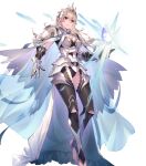  1girl armor cape capelet corrin_(female)_(fire_emblem) corrin_(fire_emblem) detached_collar essual_(layer_world) fire_emblem fire_emblem_fates fire_emblem_heroes floating floating_object full_body gauntlets hair_ornament highres jewelry non-web_source official_art overskirt red_eyes see-through toeless_legwear toes transparent_background white_hair 