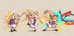  1girl absurdres bow brown_hair drunken_fist fighting_game hair_bow highres horns ibuki_suika jamie_siu long_hair nero_augustus oni oni_horns purple_skirt red_bow shirt skirt sleeveless sleeveless_shirt street_fighter street_fighter_6 touhou very_long_hair white_shirt 