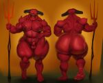  anthro baron_of_hell big_breasts big_butt breasts butt demon doom_(series) genitals id_software justmegabenewell male penis red_body small_penis solo 