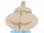 2018 4:3 anthro areola barefoot batspid2 big_butt biped black_nose blue_eyes bodily_fluids breasts butt cel_shading digital_drawing_(artwork) digital_media_(artwork) eyebrows eyelashes feet female flabby_arms full-length_portrait fur huge_butt huge_thighs hyper hyper_butt hyper_hips hyper_thighs lagomorph leporid loa_(batspid2) looking_back mammal morbidly_obese morbidly_obese_anthro morbidly_obese_female motion_lines nipples obese obese_anthro obese_female overweight overweight_anthro overweight_female pink_areola pink_nipples portrait puffy_nipples rabbit rear_view scut_tail shaded short_tail signature simple_background solo standing sweat sweatdrop tail tan_body tan_fur thick_thighs white_background 