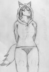  anthro bottomless breasts canid canine cleavage clothed clothing dalua female fox graphite_(artwork) hood mammal mostly_nude partially_clothed pubes robe robe_only solo thick_thighs traditional_media_(artwork) 