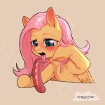  artist_name blush bodily_fluids cold-blooded-twilight equid equine eyelashes female feral fluttershy_(mlp) food friendship_is_magic fur hair hasbro hi_res hooves long_hair mammal meat motion_lines my_little_pony open_mouth pegasus pink_hair saliva sausage solo teal_eyes teeth tongue tongue_out wings yellow_body yellow_fur 
