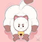  2023 all_fours anthro bee_and_puppycat bell bell_collar bodily_fluids brown_body brown_fur cartoon_hangover collar domestic_cat dot_eyes felid feline felis fur hi_res male mammal motion_lines puppycat short_stack simple_background solo sweat thick_thighs watermark white_body white_fur wide_hips yamwamm 