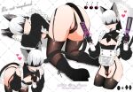  1boy 9s_(nier:automata) all_fours alternate_costume animal_ears apron artist_name ass bent_over black_blindfold black_footwear black_gloves black_leotard black_necktie blindfold boots brown_thighhighs bulge cat_boy cat_ears cat_tail cleavage_cutout clothing_cutout cropped_legs crossdressing finger_to_mouth flower frilled_apron frills garter_straps gloves grey_hair hair_flower hair_ornament hands_up highres holding legs leotard licking_lips long_sleeves looking_at_viewer maid male_focus multiple_views nagano_rira necktie nier:automata nier_(series) nipples off_shoulder otoko_no_ko patterned_background puffy_long_sleeves puffy_nipples puffy_sleeves shadow short_hair skindentation smile tail testicle_peek thighhighs thighs tongue tongue_out top-down_bottom-up twitter_username white_background 