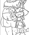  anthro blaze_the_cat blush bottomwear clothing domestic_cat duo felid feline felis female human looking_at_viewer male male/female mammal monochrome overweight sega shirt shorts sketch sonic_the_hedgehog_(series) topwear unknown_artist 