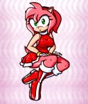  accessory amy_rose anthro boots bracelet clothed clothing dress eulipotyphlan female footwear fully_clothed gloves green_eyes hair_accessory hairband handwear hedgehog jewelry jezmm mammal pink_eyes sega sitting solo sonic_the_hedgehog_(series) 
