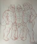  2023 anthro canid canine canis crimsonmercury7192 erection felid genitals group hi_res hyena kazuhisa kemoteto_yakuza_project lion male male/male mammal nude pantherine penis reddy_(kbh_yeen) sketch takayama_(kbh_yeen) traditional_media_(artwork) trio wolf 