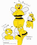  2018 absurd_res antennae_(anatomy) anthro arthropod bee big_breasts breasts butt clothed clothing dress female hi_res huge_breasts hymenopteran insect lena_the_bee nipples non-mammal_breasts russia russian_cooking_oil_commercial simple_background smile solo terebision tight_clothing white_background wings 