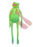  1other absurdres colored_skin doll frog full_body green_skin highres holding holding_doll kermit_the_frog muppets nizaen open_mouth simple_background solo_focus wet white_background x_x 