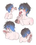  2boys adam&#039;s_apple blue_hair blush disembodied_penis earrings erection fellatio fouqi from_behind from_side glasses gradient_hair grey_hair handjob heart heart-shaped_pupils ike_eveland jewelry licking licking_penis male_focus male_pubic_hair multicolored_hair multiple_boys multiple_views nijisanji nijisanji_en nude open_mouth oral penis pubic_hair saliva short_hair simple_background smile symbol-shaped_pupils tearing_up tongue tongue_out uncensored virtual_youtuber white_background yaoi yellow_eyes 