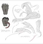 absurd_res alien alien_(franchise) barefoot claws facehugger feet female foot_fetish foot_focus hi_res humanoid_feet kredri model_sheet paws plantigrade simple_background slime soles solo tail teeth_showing text toe_claws toes tongue 