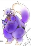  anthro belly belly_expansion belly_inflation big_belly big_butt blueberry_inflation butt canid canine canis clothing domestic_dog expansion inflation male mammal moobs navel solo solo_focus thick_thighs wardrobe_malfunction wide_hips woofer_arts 