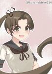  1girl ayanami_(kancolle) ayanami_kai_ni_(kancolle) black_sailor_collar brown_eyes brown_hair brown_neckerchief hair_ribbon highres kantai_collection kurano_kisuke long_hair neckerchief one-hour_drawing_challenge ribbon sailor_collar school_uniform serafuku side_ponytail solo twitter_username 