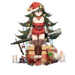  1girl ameli_(girls&#039;_frontline) ameli_(little_gift_tree)_(girls&#039;_frontline) bare_shoulders bell black_gloves blush_stickers boots bow box box_hair_ornament breasts brown_thighhighs candle cardboard_box cardigan cetme_ameli choker christmas christmas_ornaments christmas_star cleavage colored_shoe_soles crossed_bangs detached_sleeves dinergate_(girls&#039;_frontline) elbow_gloves full_body fur-trimmed_boots fur_trim gift gift_bag gift_box girls&#039;_frontline gloves green_hair hair_bell hair_bow hair_ornament hat large_breasts lit_candle long_hair looking_at_viewer multiple_hair_bows neck_bell non-humanoid_robot off_shoulder official_alternate_costume official_art parted_lips red_bow red_choker red_eyes red_footwear red_sweater robot sangvis_ferri santa_hat scope simple_background skindentation sleeveless sleeveless_sweater snowman solo standing star_(symbol) star_hair_ornament sweater thighhighs transparent_background very_long_hair waterkuma white_bag white_cardigan 