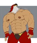  abs animal_head anthro biceps bottomwear chococlass clothing for_a_head garou:_mark_of_the_wolves gloves handwear hi_res humanoid king_of_fighters looking_up male mammal muscular muscular_humanoid muscular_male nipples pants pecs snk solo tizoc white_eyes wrestler 