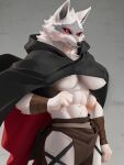  abs anthro big_breasts bottomwear breasts canid canine canis clothing crossgender death_(puss_in_boots) dreamworks fangs female fur hooded_cloak loincloth mammal mangakitsune2 midriff mtf_crossgender muscular muscular_anthro muscular_female puss_in_boots_the_last_wish red_eyes solo teeth under_boob white_body white_fur wolf 
