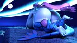  anthro aurora_(phenomenon) big_breasts big_butt blender_(software) breast_squish breasts butt darkdraketom female generation_3_pokemon glistening glistening_body hi_res huge_breasts huge_butt looking_up markings milotic moon night nintendo on_rock pokemon pokemon_(species) rock sea solo squish thick_thighs water 