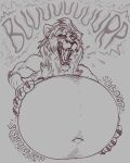  2023 absurd_res anthro belly big_belly bodily_fluids burping claws disney eggo21 fangs felid fur hair half-length_portrait hand_on_stomach hi_res lion male mammal mane navel nude obese obese_anthro obese_male one_eye_half-closed open_mouth overweight overweight_anthro overweight_male pantherine portrait saliva scar_(the_lion_king) solo sound_effects teeth text the_lion_king tongue tongue_out 