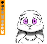  anthro clothing disney ears_down female judy_hopps lagomorph leporid line_art looking_at_viewer low_res mammal pivoted_ears purple_eyes rabbit shirt simple_background solo spoof_(artist) t-shirt topwear white_background zootopia 