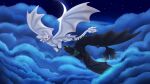  absurd_res amypast_(artist) dragon dreamworks duo female feral flying hi_res how_to_train_your_dragon light love male moon moonlight night night_fury redstrike(amy-past) scalie sky softwood(braisewolf) star western_dragon 