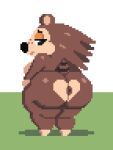  3:4 animal_crossing anthro anus bedroom_eyes big_butt brown_body butt butt_heart digital_media_(artwork) eulipotyphlan female hedgehog huge_butt mammal narrowed_eyes nintendo pixel_(artwork) sable_able seductive solo 