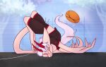  alien athletic basketball enna faceplant female flophelia hair hi_res horn invalid_background long_tongue pe ponytail scenery scorpion_pose sport thesium tongue 