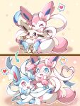  &lt;3 2023 3_toes ?! ^_^ ambiguous/ambiguous ambiguous_gender aroma_choco black_inner_ear blue_body blue_ears blue_eyes blue_fur blue_inner_ear blush bow_(feature) canid colored cute_fangs digital_media_(artwork) duo ear_bow eevee eeveelution embrace evolution_(transformation) eyes_closed feet feral feral_on_feral flustered fur generation_1_pokemon generation_6_pokemon heart_reaction hug hugging_from_behind intraspecies kemono leg_markings looking_at_another lying mammal markings monotone_body monotone_fur monotone_tail multicolored_body multicolored_ears multicolored_fur neck_bow neck_tuft nintendo no_sclera on_front open_mouth open_smile pictographics pink_body pink_ears pink_eyes pink_fur pink_inner_ear pink_tail pink_tongue pokemon pokemon_(species) pupils quadruped ribbons shaded shiny_pokemon side_view simple_background sitting smile socks_(marking) speech_bubble sylveon tail toes tongue transformation transformation_sequence tuft two_tone_body two_tone_ears two_tone_fur white_body white_ears white_fur white_pupils yellow_background 