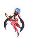  1girl :d absurdres black_gloves blue_hair bodysuit boots circlet cosplay elira_pendora fingerless_gloves full_body gloves green_eyes hair_over_one_eye highres holding holding_sword holding_weapon looking_at_viewer medium_hair nijisanji nijisanji_en open_mouth pyra_(xenoblade) pyra_(xenoblade)_(cosplay) red_footwear red_shorts shorts simple_background smile sword thigh_boots tsukinaga virtual_youtuber weapon white_background xenoblade_chronicles_(series) xenoblade_chronicles_2 