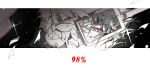  1boy battery camera commentary cracked_skin glint kageyama_shigeo kui-dian looking_at_viewer male_focus mob_psycho_100 monochrome numbered outside_border portrait red_eyes shards short_hair solo spot_color straight-on tears timestamp uneven_eyes 