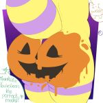  anus arthropod bee big_butt bodypaint bottom_heavy butt butt_focus colored dialogue embarrassed food fruit fur halloween hi_res holidays hymenopteran insect jack-o&#039;-lantern lunalust paint painted_butt plant pumpkin thorax user_avatar vio_(bottomheavybee) yellow_body yellow_fur 