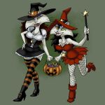  1:1 2016 anthro beauty_mark big_breasts black_hair boots breasts brown_hair candy carelessdoodler clothing costume dessert digital_media_(artwork) domestic_cat duo eek!_the_cat eyeshadow felid feline felis female fishnet fishnet_legwear food footwear fur hair halloween hand_on_hip hat headgear headwear high_heeled_boots high_heels holidays legwear makeup mammal pam_(eek!_the_cat) polly_(eek!_the_cat) star star_wand stockings thigh_highs wand whiskers white_body white_fur witch_costume witch_hat 