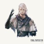  1boy absurdres black_gloves braid copyright copyright_name cropped_arms elbow_gloves final_fantasy final_fantasy_xvi gloves grey_hair hand_up highres looking_to_the_side official_art simple_background single_braid sleipnir_harbard solo takahashi_kazuya upper_body 