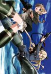  2girls absurdres animal_ears anti-materiel_rifle ass blonde_hair blue_eyes blush boys_anti_tank_rifle braid bren_lmg brown_hair butt_crack cat_ears cat_girl cat_tail crotch_seam exif_rotation glasses gun highres light_machine_gun long_hair lynette_bishop multiple_girls official_art panties panties_under_pantyhose pantyhose perrine_h._clostermann photoshop_(medium) rifle scan single_braid sniper_rifle strike_witches striker_unit tail takamura_kazuhiro underwear weapon white_panties world_witches_series yellow_eyes 