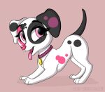  all_fours ambiguous_gender art-with-mari canid canine canis dalmatian domestic_dog feral floppy_ears fur hasbro littlest_pet_shop lps_3217 mammal open_mouth open_smile paws pink_nose smile snout solo spots spotted_body spotted_fur tongue tongue_out 
