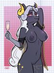  anthro areola breasts fan_character female female_focus genitals grey_areola grey_nipples hair hasbro hi_res horn long_hair looking_at_viewer makeup medium_breasts my_little_pony naet nipples pussy solo star_marking 
