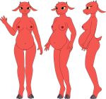  4_fingers anthro az345g black_eyes bovid breasts caprine female fingers fur genitals goat hooves horn judas_and_jesus mammal mary_magdalene nipples nude_female pink_body pink_fur pregnant pregnant_female pussy short_tail solo tail yellow_sclera 