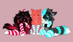  anthro blush clothing domestic_cat dragon felid feline felis fluffy fluffy_tail footwear fur furred_dragon girly group headphones hi_res legwear machine male male/male mammal msi msi_dragon_lucky one_eye_closed operagx programming_socks protogen robot simple_background socks stockings tail trio voicemod wink 