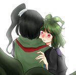 adagumo_no_saragimaru adagumo_no_yaorochi alternate_universe black_hair blunt_bangs blush cape coat collar collared_capelet crying crying_with_eyes_open earthen_miraculous_sword from_behind green_coat green_hair green_scarf hair_ornament height_difference hug japanese_clothes len&#039;en long_hair looking_at_another m40u multiple_tails one_side_up open_mouth ponytail_holder purple_cape red_eyes red_scarf scarf short_hair short_ponytail siblings side_ponytail sleeveless_coat snake_hair_ornament snake_tail tail tears teeth upper_body white_background white_collar white_headwear 