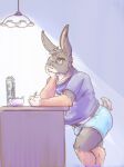  anthro belly boxer_briefs bulge butt clothed clothing digital_media_(artwork) lagomorph lavilovi leporid male mammal overweight overweight_male pubes rabbit sambun_(tim) simple_background slightly_chubby solo standing thinking topwear underwear 