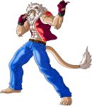  5_toes alpha_channel anthro bottomwear clay_calloway_(sing) clothing fatal_fury feet felid fluffy gloves handwear hi_res humanoid illumination_entertainment lion male male/male mammal muscular pantherine pants pecs sing_(movie) smile snk solo symbol terry_bogard toes vixol yin_yang 