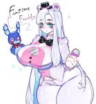  anthro big_breasts blue_eyes breasts clothed clothing female five_nights_at_freddy&#039;s freddy_(fnaf) fully_clothed fur hair hat headgear headwear hi_res holding_microphone holding_object looking_at_viewer microphone puppet scottgames simple_background smile solo togetoge white_body white_fur white_hair 