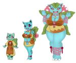  anthro big_breasts blue_body breasts bulbasaur clothed clothing collar evolution female generation_1_pokemon group hi_res huge_breasts ivysaur leaf nintendo pokeball pokemon pokemon_(species) purple_eyes red_eyes simple_background trio urusee584 venusaur white_background 