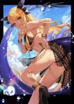  1girl ass breasts dragon_girl dragon_tail facial_mark fate/grand_order fate_(series) lip_piercing maccroissant piercing sharp_teeth smile solo swimsuit tail teeth vritra_(fate) 